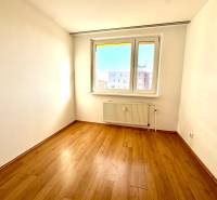 Zrekonštruovaný 3i byt na začiatku Petržalky, električka, les, výhľady - Izba v 3-izbovom byte s podlahou s dreveným dekorom a veľkým oknom.