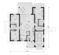 Ideálny pozemok pre váš rodinný dom v lokalite Kamenný mlyn - Pôdorys rodinného domu s garážou, viacerými izbami a terasou pre Pozemky - bývanie.