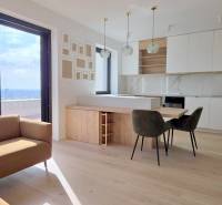 LUXUSNÝ 3i byt,PARKING,CHLADENIE,TERASA,Grand Koliba, Frankovská ulica - Obývacia izba s kuchyňou v 3-izbovom byte ponúka veľké okná a moderný dizajn.