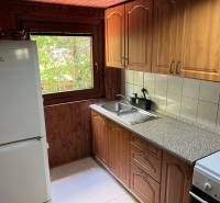 NA PREDAJ Chata na Duchonke- Prašice - Drevený interiér kuchyne v chate s moderným vybavením a výhľadom do záhrady.