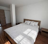 Rodinný dom s terasou, garáž, pozemok 902m2, Dojč, okr. Senica - Spálňa v rodinnom dome s posteľou a podlahou s dreveným dekorom.