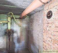 Pôvodný domček v obci Nová Vieska - Tehlová stena a vodná pumpa v suteréne rodinného domu.
