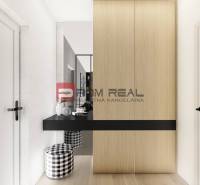 Predaj 3-izbový byt od 184 999 € v projekte Rezidencia Potôčik - Chodba v 2-izbovom byte, biela stena, zrkadlo, podlaha s dreveným dekorom, skrine.