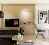 Predaj 3-izbový byt od 184 999 € v projekte Rezidencia Potôčik - Interiér 2-izbového bytu s podlahou s dreveným dekorom a štýlovým jedálenským kútom.