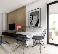 Predaj 3-izbový byt od 184 999 € v projekte Rezidencia Potôčik - Jedáleň v 2-izbovom byte s podlahou s dreveným dekorom a balkónom.