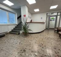 Investičná príležitosť: Polyfunkčná budova 1 000m², Košice-Staré mesto - Interiér s recepciou, schodmi a oknami v Budove s dlažbou.