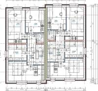 4 izbový RD-128 m2 S TEP. ČERPADLOM, POZEMOK 405m2 - Pôdorys prvého poschodia rodinného domu s dvoma oddelenými sekciami v Zálesí.