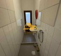 Prenajmem garsónku v Nesvadoch - Úzka kúpeľňa v garsónke, s kachličkami na stenách a podlahou z dlažby.