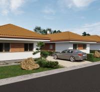 Nová výstavba posledná  4iz. Novostavba Veselé pri Piešťanoch - Rodinný dom na ulici Veselé vo Veselém má nízku strechu a upravenú záhradu.