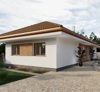 Nová výstavba posledná  4iz. Novostavba Veselé pri Piešťanoch - Rodinný dom v obci Veselé s terasou, bicyklom a upraveným dvorom na ulici Veselé.