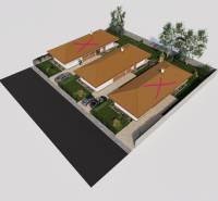 Nová výstavba posledná  4iz. Novostavba Veselé pri Piešťanoch - Vizualizácia troch rodinných domov na Veselom v ulici Veselé s parkovacími miestami.