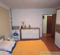 Veľkorysý 10-árový pozemok, slnečná nehnuteľnosť, priestranné bývanie  - Spálňa v rodinnom dome s práčkou, skriňou a dekorom drevenej podlahy.