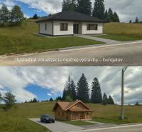 Stavebný pozemok kúsok od lyžiarskych vlekov Čierny Balog - Bexeľ - Pozemky - bývanie v Čiernom Balogu: ilustrácia možnej výstavby bungalovu a zrubovej chaty.