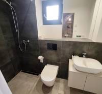 Luxusná Apartmánová chata Domaša Eva: Airbnb Hit! - Kúpeľňa v chate so sprchovým kútom, moderným umývadlom a toaletou na podlahe s dreveným dekorom.