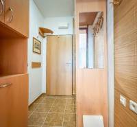 Na prenájom garsónka 30m2, Východná - Trenčín - Predsieň v garsónke s dlažbou, skriňami a zrkadlom, dekor dreva.