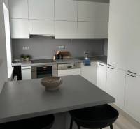 - PRENÁJOM - 2 IZBOVÝ BYT - DOLNÁ UL. - STARÉ MESTO - Kuchyňa v 2-izbovom byte s jednoduchým vybavením a podlahou s dreveným dekorom.