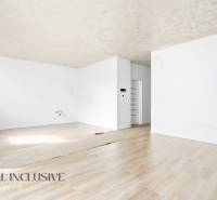 Na predaj 3-izb. byt so záhradou, Dunajská Streda - Priestranná miestnosť s bielymi stenami a podlahou s dreveným dekorom v 3-izbovom byte.