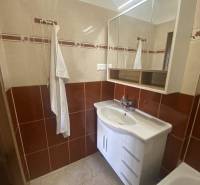PRENÁJOM - 4 - izbový byt Košice - Západ, Obchodná ulica  - Kúpeľňa so zrkadlovou skrinkou a bielym umývadlom v 4-izbovom byte.