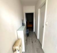 Prenájom pekný 2 izbový byt Šancová ulica, Bratislava III. Nové Mesto - Úzka chodba s podlahou s dreveným dekorom a radiátorom v 2-izbovom byte.