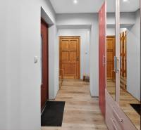 Rodinný dom s veľkým pozemkom a priestorom na podnikanie – T.Jastrabie - Chodba s drevenými dverami a podlahou s dreveným dekorom v rodinnom dome.