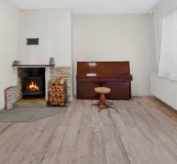 Rodinný dom s veľkým pozemkom a priestorom na podnikanie – T.Jastrabie - Krbu s drevom a klavírom dominuje rodinný dom s podlahou s dreveným dekorom.