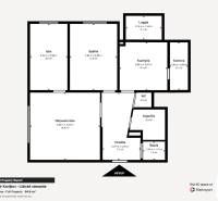 PREDAJ, 3 izbový dizajnový byt na Lidickom námestí, Košice - Furča - Pôdorys 3-izbového bytu s loggiou, skladom a šatníkom.