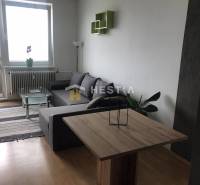 NOVINKA Prenájom 2 izbového bytu na Robotníckej ulici, voľný od 01.05. - Obývacia izba v 2-izbovom byte s pohovkou a podlahou s dreveným dekorom.