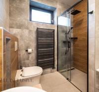 ALL INCLUSIVE I PERFEKTNÝ 4- IZBOVÝ RD SMART HOME - MOSTOVÁ (GA) - Kúpeľňa v rodinnom dome s keramickými obkladmi a sprchovým kútom s dreveným dekorom.