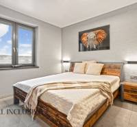 ALL INCLUSIVE I  4- IZBOVÝ RD SMART HOME NOVOSTAVBA- MOSTOVÁ (GA) - Spálňa v Rodinnom dome s obrazom slona, dreveným nábytkom a veľkým oknom.