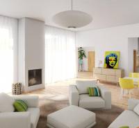 Na predaj výnimočný átriový rodinný dom s dvojgarážou v obci Dolná Seč - Interiér s podlahou s dreveným dekorom, pohodlným sedením a dekorom v rodinnom dome.