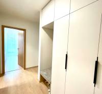 Bory:Na prenájom úplne nový, elegantný 2i byt/eng.text inside - Chodba 2-izbového bytu s bielou skriňou a podlahou s dreveným dekorom.