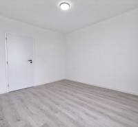 NOVÁ KOMPLET. REK., 3–IZB. BYT, PIVNICA, BALKÓN, DUKELSKÁ, BERNOLÁKOVO - Prázdna izba v 3-izbovom byte s podlahou s dreveným dekorom a bielymi stenami.