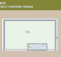 CHORVÁTSKO - Moderné apartmány 80 m od mora - SRIMA, VODICE - Schéma strešnej terasy 3-izbového bytu na druhom poschodí s označením miestností.