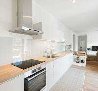 NUERA | PREDAJ 4i byt s predzáhradkou pri lese + 2x parking , BAIV - Kuchyňa v 4-izbovom byte s podlahou s dreveným dekorom a svetlou výbavou.