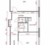 NOVO KOMPLET. PREROBENÝ 2 – IZB. BYT, PIVNICA ,LATORICKÁ, BRATISLAVA - Pôdorys 2-izbového bytu s rozložením izieb a kuchyne.