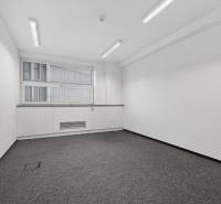 Kancelárie od 20m2 na PRENÁJOM | TOP biznis lokalita - Prázdna kancelária s kobercovou podlahou, výhľadom a bielymi stenami.