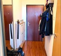 Pekný zariadený 3 izbový byt s lodžiou, Púpavová ulica, BA.Karlova Ves - Vstupná chodba v 3-izbovom byte s podlahou s dreveným dekorom a praktickým nábytkom.