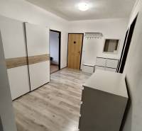 Predaj 4-izbového bytu na začiatku Petržalky Bratislava V - Chodba s bielym nábytkom a podlahou s dreveným dekorom v 4-izbovom byte.