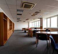Kancelárie na prenájom: od 20m2 | Jarabinková ulica - Kancelárie s nábytkom a veľkými oknami, podlaha s dreveným dekorom, osvetlenie v strope.