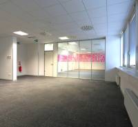 Kancelárie na prenájom: od 20m2 | Jarabinková ulica - Kancelárie s presklenými stenami, sivým kobercom a vnútornými roletami na oknách.
