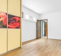 2-izb. byt v RD, TERASA, BA IV Dúbravka, Tavarikova Osada - Interiér 2-izbového bytu s drevenou podlahou a vstavanou skriňou s farebným motívom.