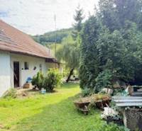 Rodinný dom (chalupa) na veľkom pozemku, Krúd - Bodovka - Záhrada pri rodinnom dome v Krivosúd-Bodovka obklopená zeleňou a stromami.