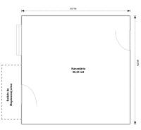 Priestor na prenájom - 35 m2 - Moyzesova, Košice - Pôdorys kancelárie 35,34 m² s balkónom do Moyzesovej ulice, mestská časť Staré Mesto, Košice.