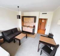 Štúdio DIT Majestic Beach Resort v 1. línií pri mori Bulharsko  - Obývací priestor v 1-izbovom byte s kuchynským kútom a nábytkom.