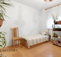 Na predaj 4-izb. rodinný dom s garážou, Okoč - Izba s posteľou a rastlinami v rodinnom dome; podlaha s dreveným dekorom.