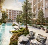 BIANCANA PHUKET - Výstavba bytov v Phukete s bazénom a zeleňou vytvára relaxačné prostredie.