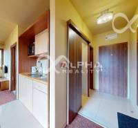 PRENÁJOM 2i apartmán s terasou, parkovaním, Veľká Lomnica - Interiér 2-izbového bytu s kuchynským kútom a obývačkou s televízorom.