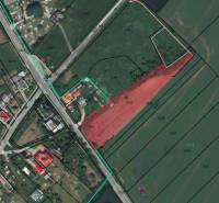 Ondrejovce – 4.665 m2 POZEMOK na rekreačnú chatu na hranici obce - Mapa katastrálnych území s vyznačenými parcelami v Záhradách, Ondrejovce.