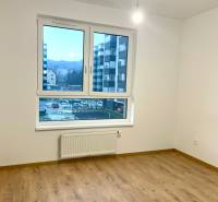 I Predaj 3i bytu v novostavbe v Rači - Izba s veľkým oknom v 3-izbovom byte, podlaha s dreveným dekorom.