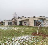 I PREDAJ moderná vila s bazénom a veľkým pozemkom - Vila v Mosonmagyaróvári na Nagy Lajos király ulici s trávnikom a mladými stromami.